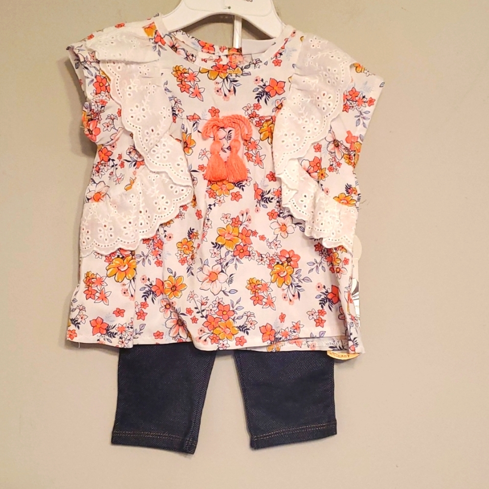 Daisy Fuentes 2 Piece Girls Floral Set, 6-9 months NWT